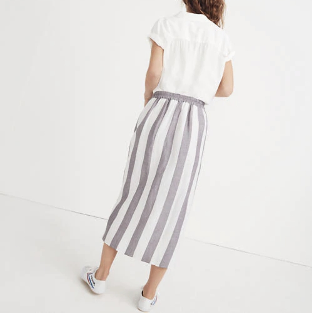 Madewell Striped Overlay Skirt, Midi Grey & White - Picture 7 of 8